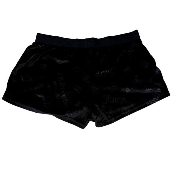 Juicy Couture Black Velour‎ Crown Logo Sleep Shorts Large Sleepwear Y2K Cute - Picture 2 of 7